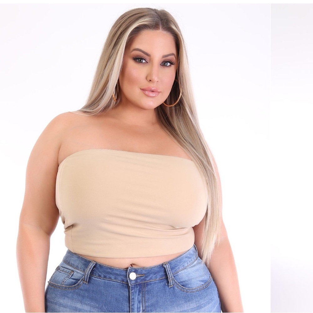 FASHION NOVA TUBE TOP- TAN